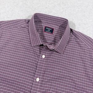 UNTUCKit Delune Shirt Mens Large Maroon Check Relaxed Fit Performance